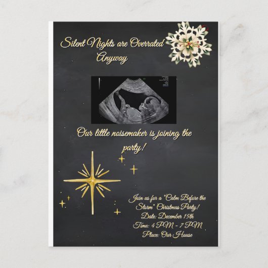 Christmas Pregnancy Chalkboard Invitation  Briefkaart (Voorkant)