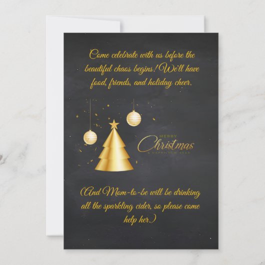 Christmas Pregnancy Chalkboard Invitation  Kaart (Achterkant)
