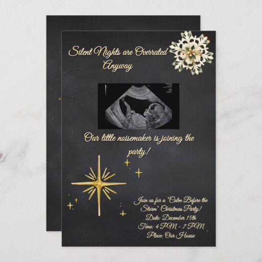 Christmas Pregnancy Chalkboard Invitation  Kaart (Voorkant / Achterkant)