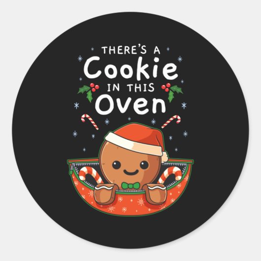 Christmas Pregnancy Gingerbread Man Baby Cookie In Ronde Sticker (Voorkant)