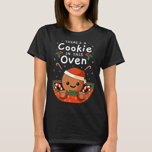 Christmas Pregnancy Gingerbread Man Baby Cookie In T-shirt (Voorkant)