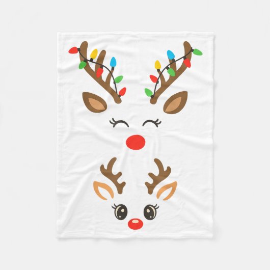 Christmas Pregnancy Reindeer Xmas Lights New Mom T Fleece Deken (Voorkant)