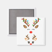 Christmas Pregnancy Reindeer Xmas Lights New Mom T Magneet (Voorkant / Achterkant)