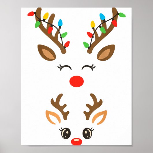 Christmas Pregnancy Reindeer Xmas Lights New Mom T Poster (Voorkant)