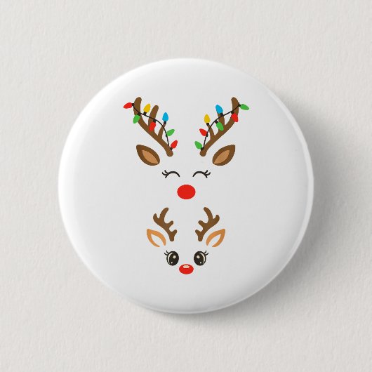 Christmas Pregnancy Reindeer Xmas Lights New Mom T Ronde Button 5,7 Cm (Voorkant)