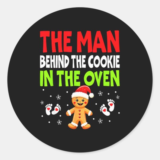 Christmas Pregnancy The Man Behind The Cookie In T Ronde Sticker (Voorkant)