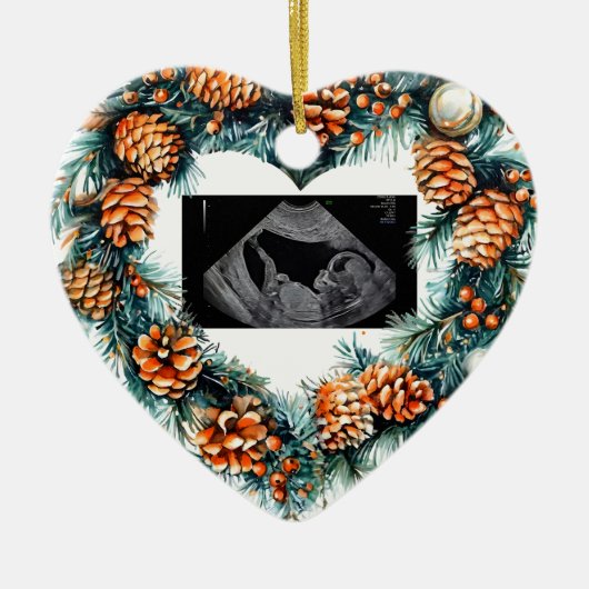 Christmas Pregnancy Ultrasound  Baby On The Way  Keramisch Ornament (Voorkant)
