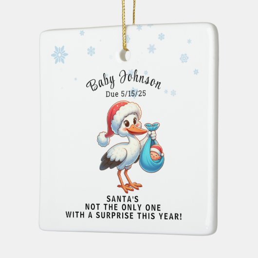 Christmas Pregnant onthult grappige aankondiging Keramisch Ornament (Links)