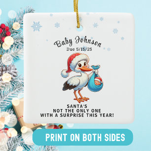 Christmas Pregnant onthult grappige aankondiging Keramisch Ornament