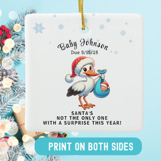Christmas Pregnant onthult grappige aankondiging Keramisch Ornament