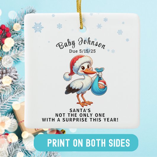 Christmas Pregnant onthult grappige aankondiging Keramisch Ornament