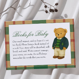 Christmas Preppy Bear Baby Shower Books for Baby Informatiekaartje