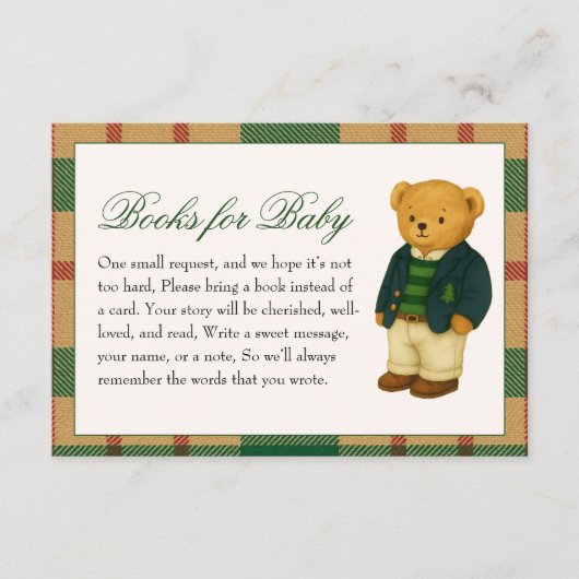 Christmas Preppy Bear Baby Shower Books for Baby Informatiekaartje (Voorkant)