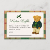Christmas Preppy Bear Baby Shower Diaper Raffle Informatiekaartje (Voorkant)