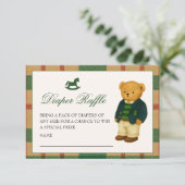 Christmas Preppy Bear Baby Shower Diaper Raffle Informatiekaartje (Staand voorkant)