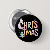 Christmas Preppy Tree Snowman Glitter Coquette Ronde Button 5,7 Cm (Voorkant /achterkant)
