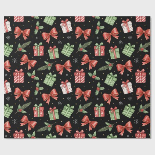 Christmas Presents, Black Cadeaupapier (Vlak)