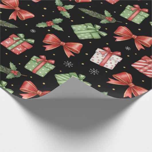 Christmas Presents, Black Cadeaupapier (Hoek)