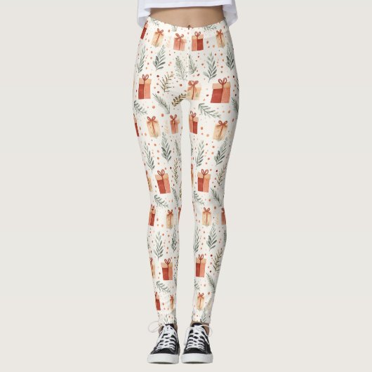 Christmas Presents, Polka Dots and Botanicals Leggings (Voorkant)