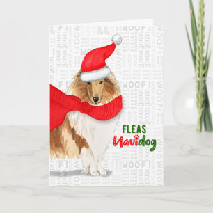 Christmas Pretty Rough Collie Fleas NaviDOG Feestdagen Kaart