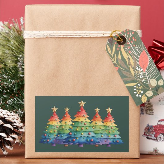 Christmas Pride Rainbow LGBTQ Equal Rights Gay  Rechthoekige Sticker (Feestdagen)