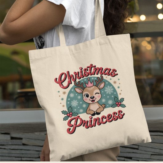 Christmas Princess | Cute Girly Reindeer Christmas Tote Bag