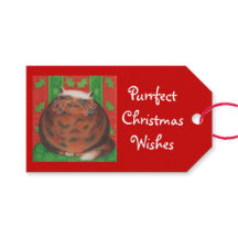 Christmas Pud Christmas Wishes cadeau labels rood
