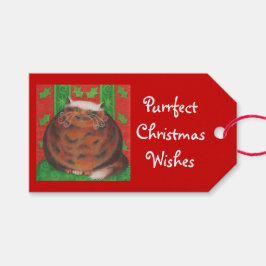 Christmas Pud Christmas Wishes cadeau labels rood Cadeaulabel