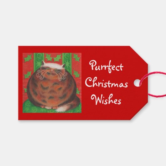 Christmas Pud Christmas Wishes cadeau labels rood Cadeaulabel (Voorkant (Horizontaal))