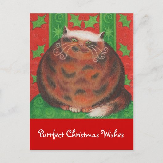 Christmas Pud 'Purrfect Christmas Wishes' briefkaa Feestdagenkaart (Voorkant)