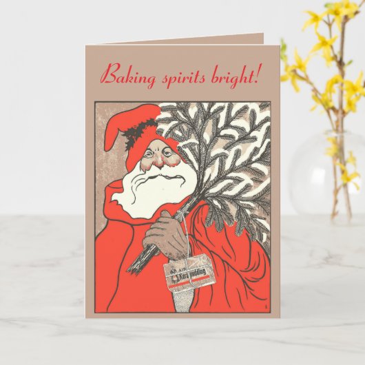Christmas Pudding And Germanic Santa Vector Kaart (Gele Bloem)