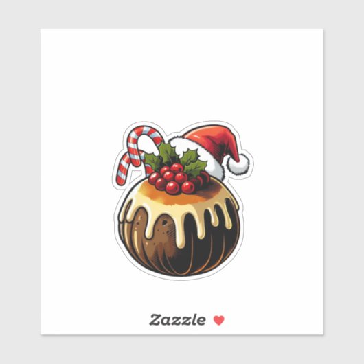 Christmas Pudding Custom-Cut Vinyl Sticker (Vel)