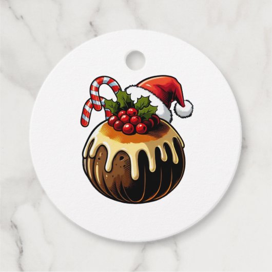 Christmas Pudding Favorietags Bedankjes Labels (Voorkant)