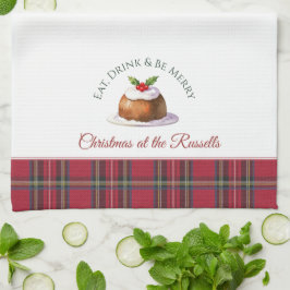 Christmas Pudding Gepersonaliseerde Naam Kerstmis Theedoek