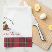 Christmas Pudding Gepersonaliseerde Naam Kerstmis Theedoek (Quarter Fold)