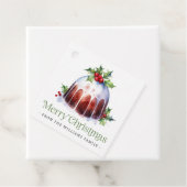 Christmas pudding holly berries watercolor bedankjes labels (In situ)
