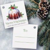 Christmas pudding holly berries watercolor bedankjes labels