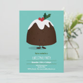 Christmas Pudding Karakter Vakantie Blauwgroen Wit Kaart (Staand voorkant)