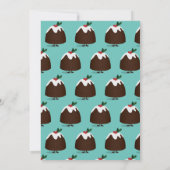 Christmas Pudding Karakter Vakantie Blauwgroen Wit Kaart (Achterkant)