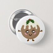 Christmas Pudding Kawaii Ronde Button 5,7 Cm (Voorkant /achterkant)