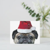 Christmas pug briefkaart (Staand voorkant)