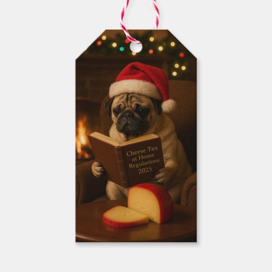 Christmas Pug Christmas gift bag Cadeaulabel (Voorkant)