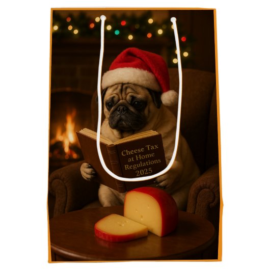Christmas Pug Christmas gift bag Medium Cadeauzakje (Achterkant)