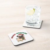 Christmas Pug Coaster: Merry Woofmas Bier Onderzetter (Rechterzijde)