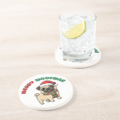 Christmas Pug Coaster: Merry Woofmas Zandsteen Onderzetter (Zijkant)