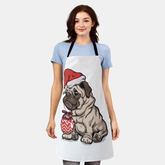 Christmas Pug cute hat cartoon Schort (Gedragen)