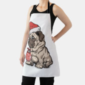Christmas Pug cute hat cartoon Schort (Insitu)