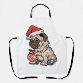 Christmas Pug cute hat cartoon Schort (Voorkant)
