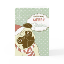Christmas Pug! Cute little dog in santa hat