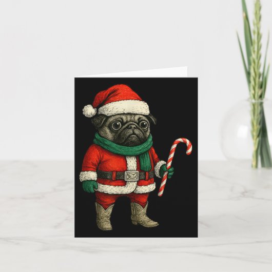 Christmas Pug Dog Funny Xmas Outfit Red Pug Snoep Kaart (Voorkant)